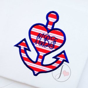Anchor Heart Nautical Applique Design