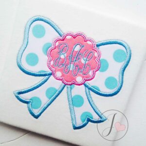 Bow Scallop Monogram Applique Design - Joy Of Embroidery