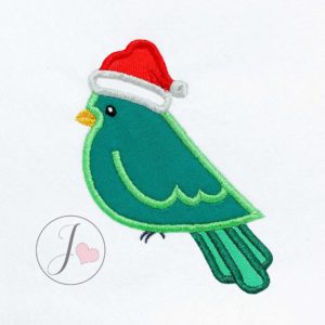Bird with Christmas Hat Applique Design - Joy Of Embroidery