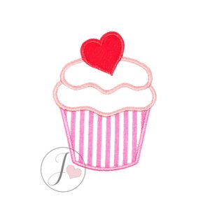 Cupcake Heart on Top Applique Design - Joy Of Embroidery