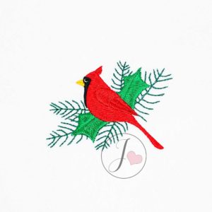 Cardinal Bird on a Holly branch - Joy Of Embroidery