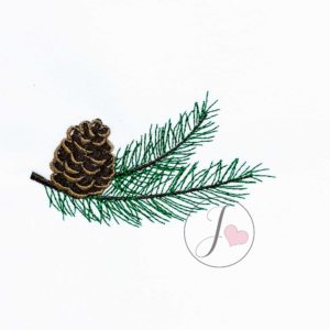 Pine Branch with One Pine Cone Embroidery Design - Joy Of Embroidery