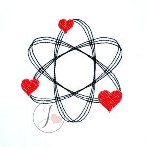 Science Hearts Run Stitch Embroidery Design - Joy Of Embroidery