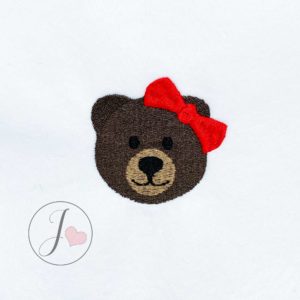 Teddy Bear Head with a Bow Embroidery Design