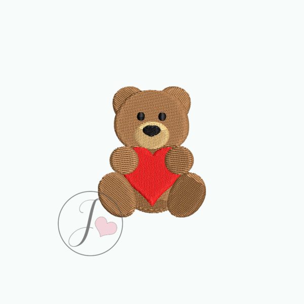 Teddy Bear Holding Heart Embroidery Design - Joy Of Embroidery