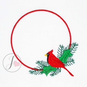 Cardinal Bird Wreath Embroidery Design - Joy Of Embroidery