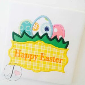 Easter Eggs Grass Tag Applique Design - Joy Of Embroidery
