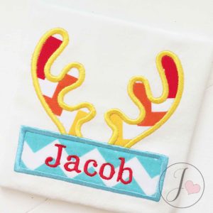Horns Antlers Name Placement Applique Design - Joy Of Embroidery