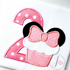 Minnie Mouse Cupckake Number 2 Applique Design - Joy Of Embroidery