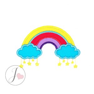 Rainbow with Clouds and Stars Applique Design - Joy Of Embroidery