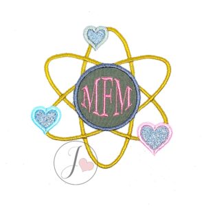 Science Hearts Monogram Applique Design - Joy Of Embroidery